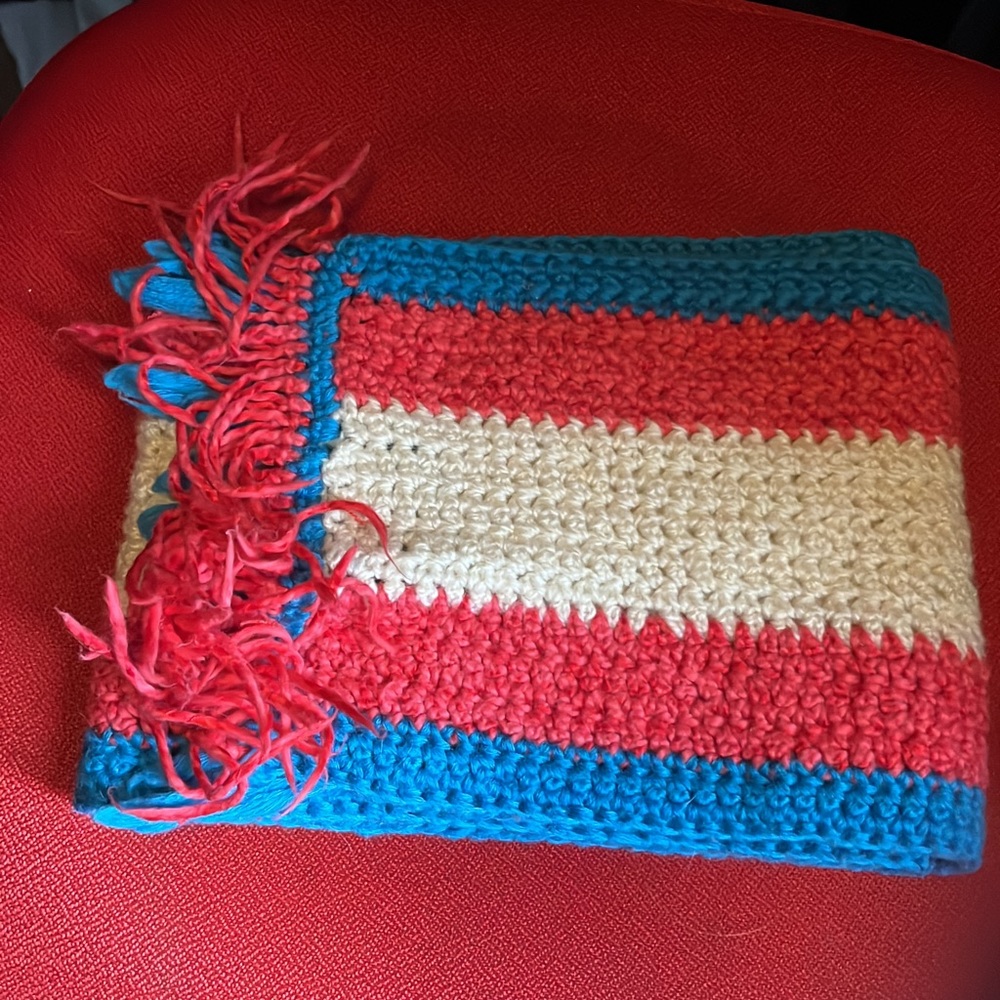 Homemade knitted scarf, made with love.